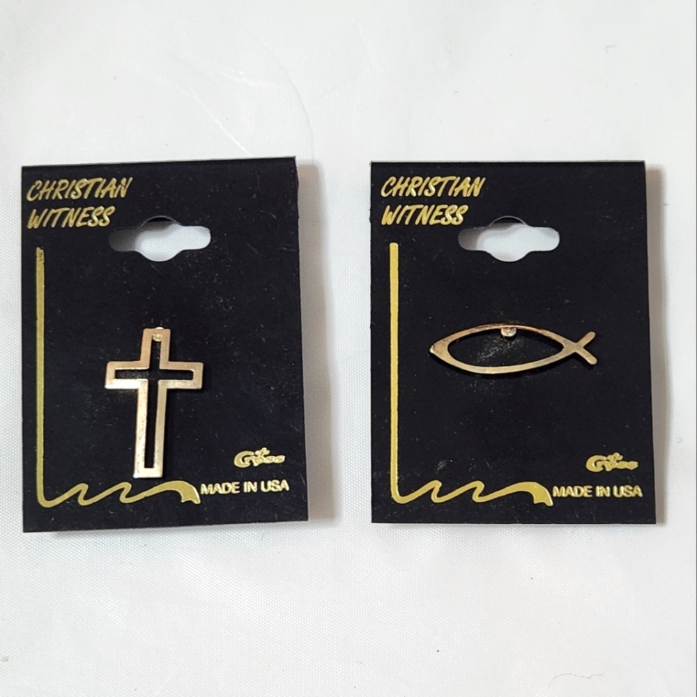 2 Small Christian Pins